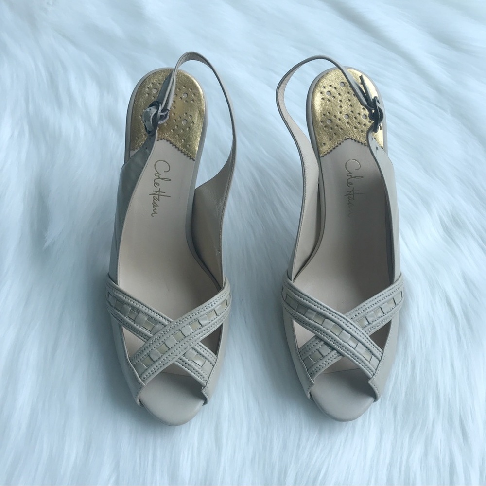 Cole Haan Nude Open Toe Slingback Heel